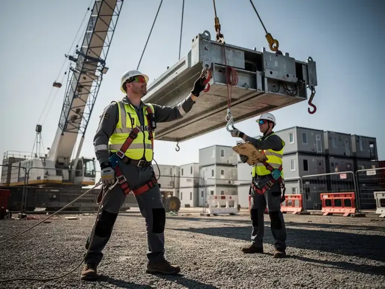 Welke rol speelt een rigger bij het verplaatsen van modulaire bouwdelen?